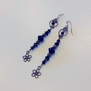 Sterling Silver Black Crystal Earrings​